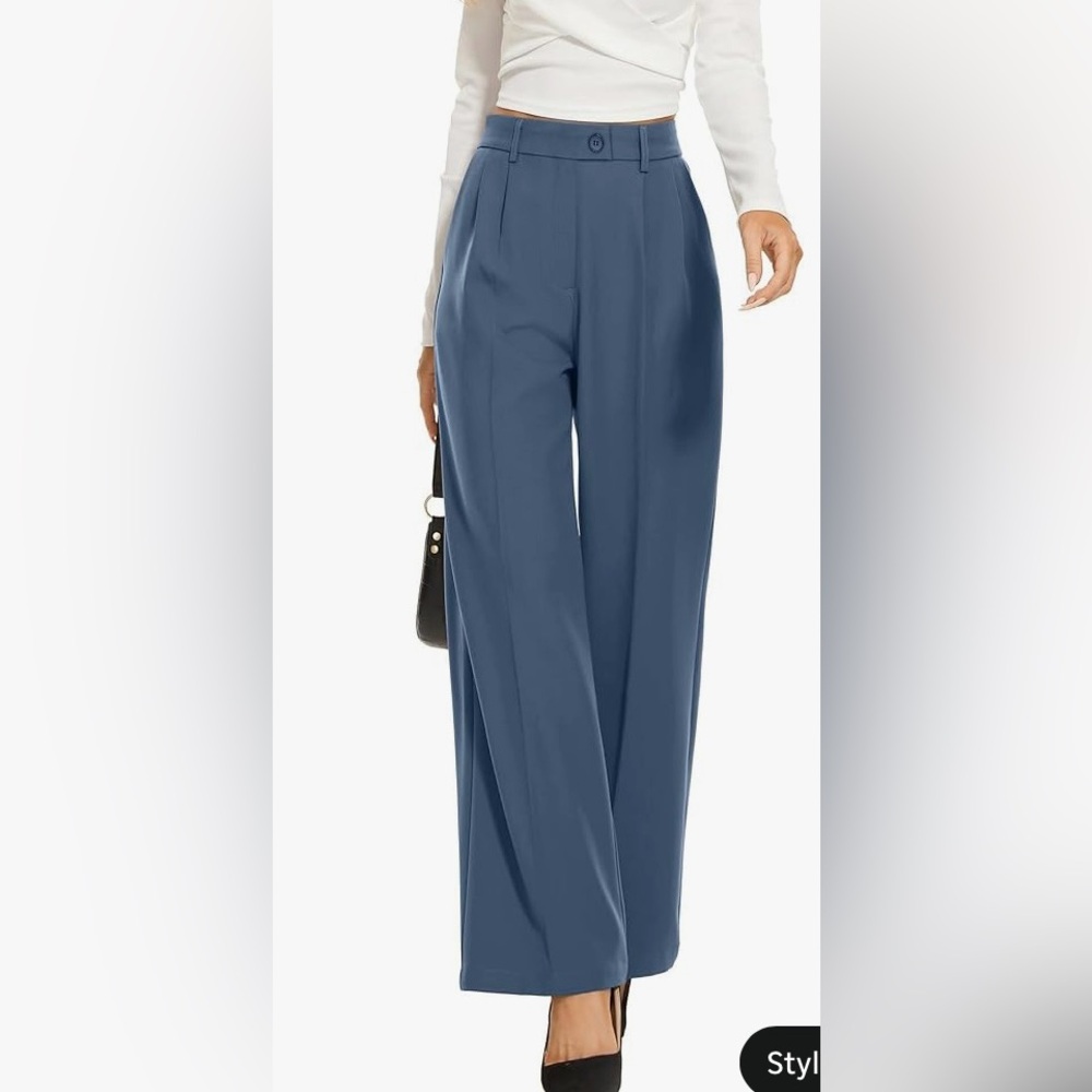 Blue Women's Wide-Leg Trouser Pants